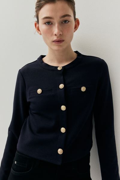 Textured cardigan - Navy blue - Ladies | H&M GB | H&M (UK, MY, IN, SG, PH, TW, HK)