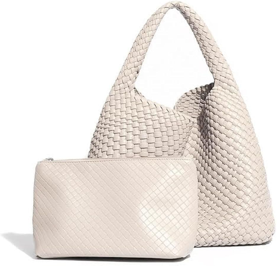Woven Bag Vegan Leather Hobo handbags for Women, Top-handle Shoulder Tote Braided Bag Underarm Pu... | Amazon (US)