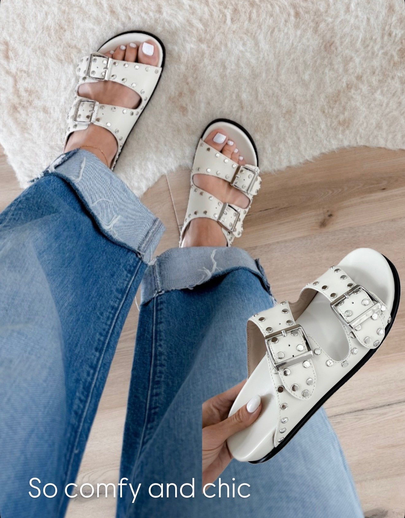 These are so good, the perfect mix of comfy and elevated. Easy to throw on with denim but still make the whole outfit feel styled.

studded sandals, white sandals, summer shoes, casual chic, everyday outfit, neutral style, spring summer outfit, annabrstyle

#LTKTravel #LTKSeasonal #LTKootd