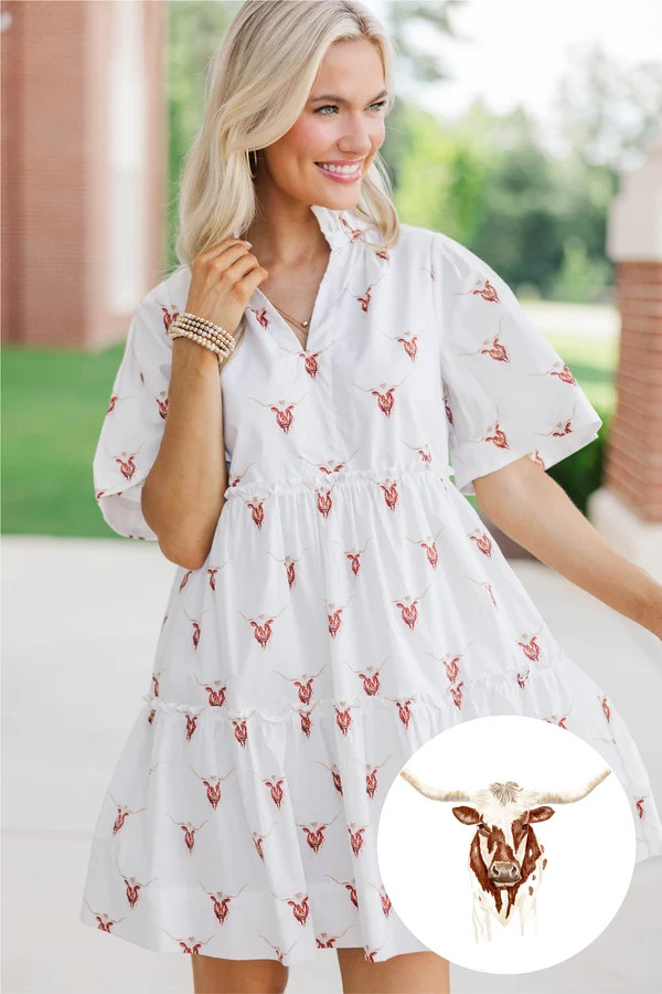 Feeling Your Best Cream Longhorn Babydoll Dress | The Mint Julep Boutique