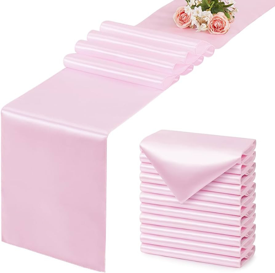 Light Pink Satin Table Runner, 12x108 Inches, 12 Pack | Amazon (US)