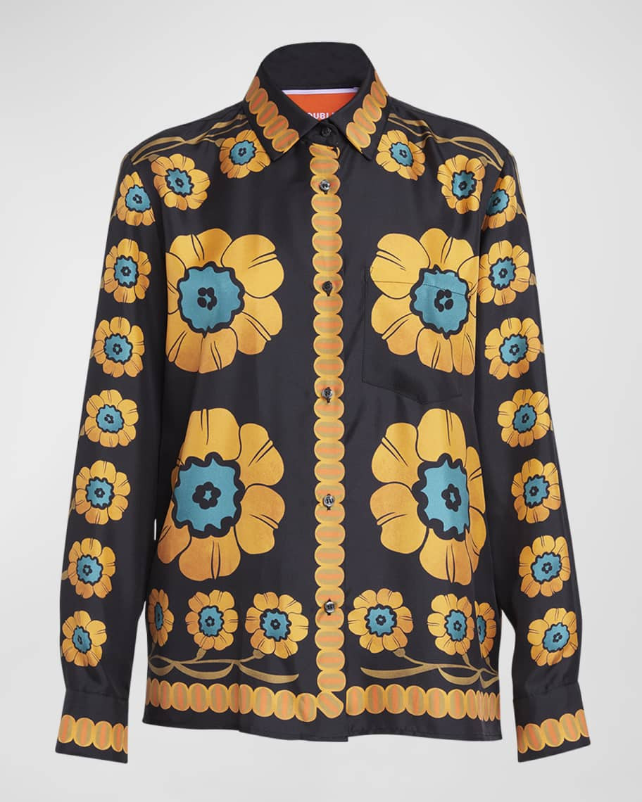 Boy Floral Silk-Twill Button-Front Shirt | Neiman Marcus