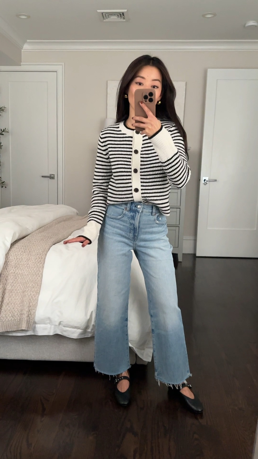 25% off these jeans ending soon with code MADEBETTER . I went with my usual size but some size down in these if between sizes 

And such a cute cardigan and a good price for 100% merino wool. Non itchy for me tho I also won’t be wearing cardigans like this without a tee or tank under. 

• Madewell striped cardigan xxs , petite friendly fit 

• Madewell perfect vintage wide crop jeans 24 petite - one of the best petite denim styles of all time! Versatile medium blue. TTS with a touch of stretch. I apply anti fray on the ends of raw cut denim so they stay the same length

• The Remy Mary Jane flats in true black size 5H medium . I am between 5 and 5.5 in other brands but do 5.5 for Madewell. Comfortable with no breaking in needed


#LTKPetite #LTKStyleTip #LTKFindsUnder100