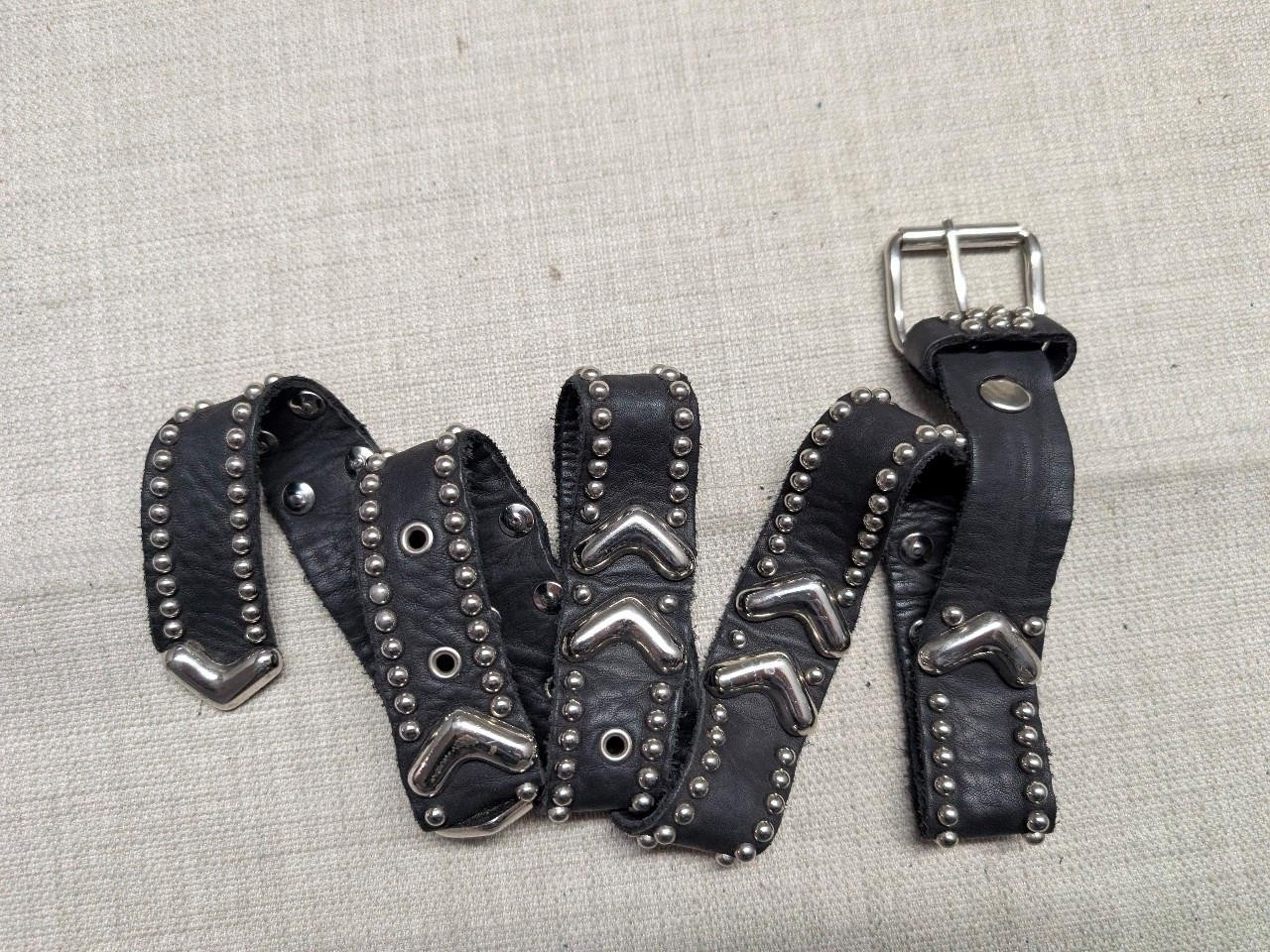 vintage STUDDED statement belt OS leather 1980s-90s black SAND CASTLE glam PUNK | eBay US