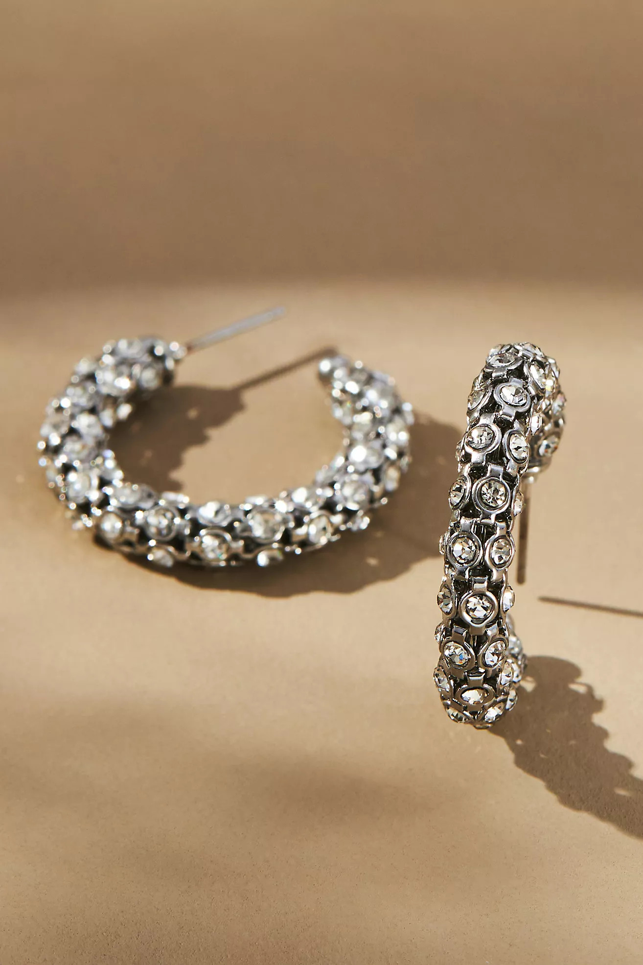 Small Crystal Tube Hoop Earrings | Anthropologie (US)