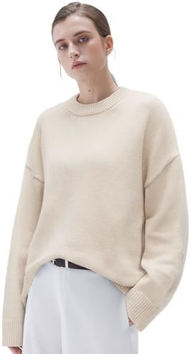 SUUKSESS Women Cashmere Blend Oversized Crew Neck Long Sleeve Pullover Sweaters | Amazon (US)