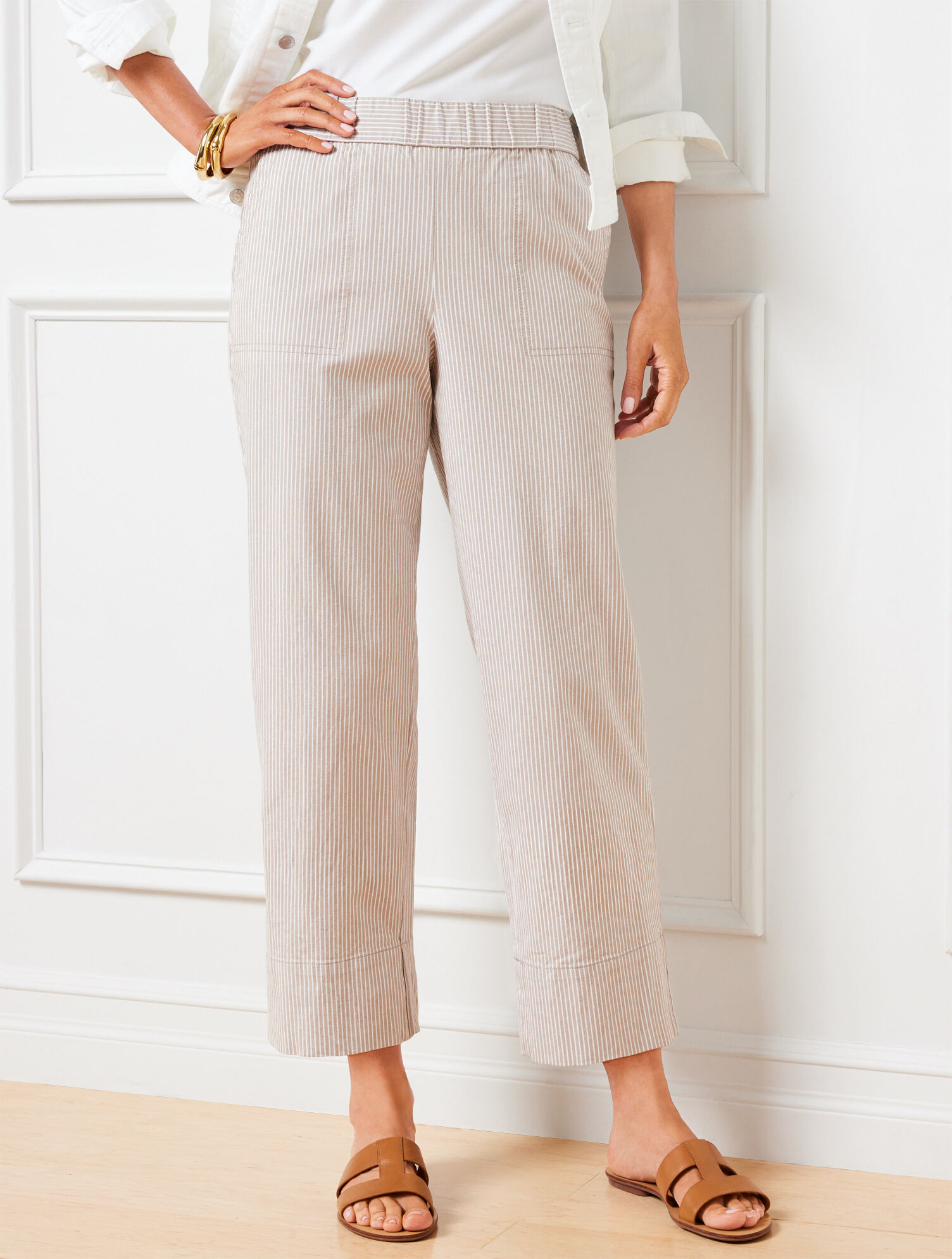 Pull-On Wide Crops - Strolling Stripes | Talbots