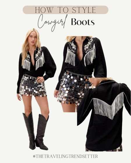 Cowboy boots - cowgirl boots - western fashion - black boots - New Year’s Eve outfit - Nashville / rodeo Houston 

#LTKsalealert #LTKfindsunder50 #LTKshoecrush