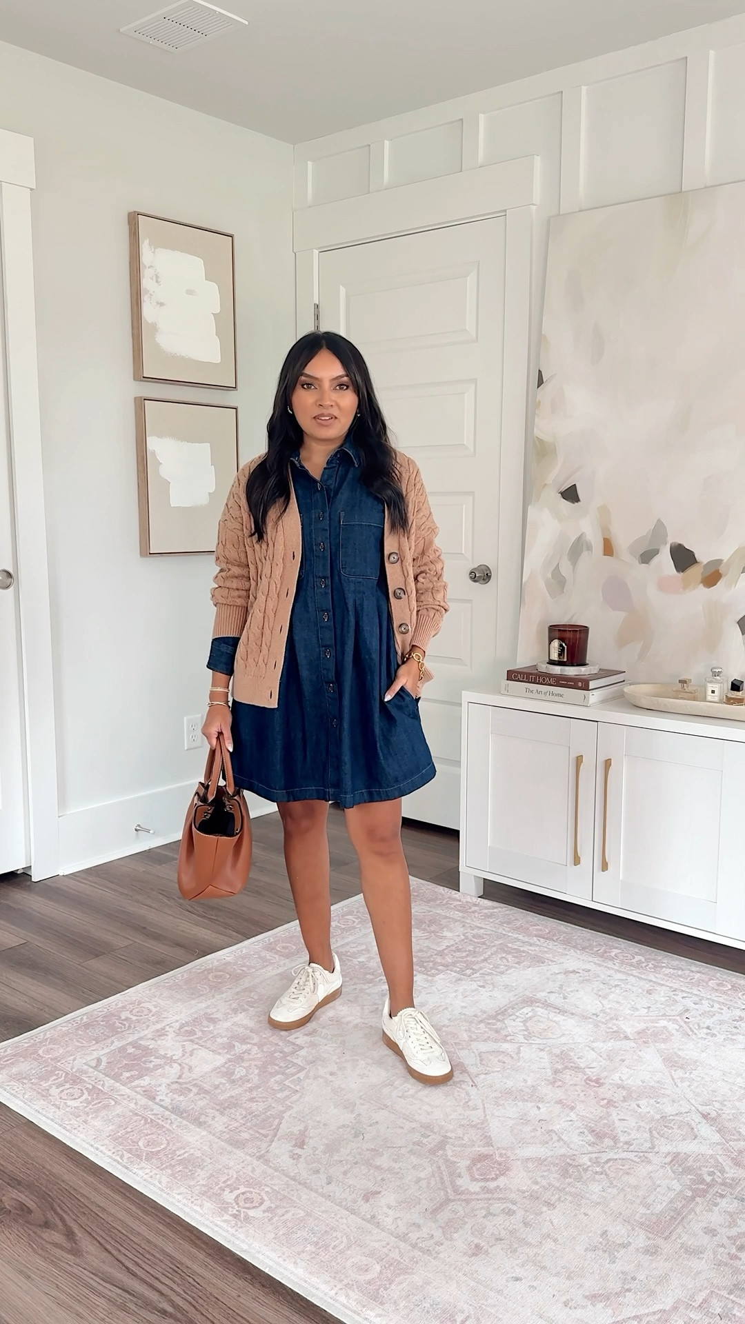 Teacher & Office Casual Outfits Part 6 - with Sneakers
Camel cable knit cardigan size xs petite TTS
Denim dress size xs petite TTS
Sneakers size 6 TTS - color ecru mesh 



#LTKSaleAlert #LTKPetite #LTKWorkwear