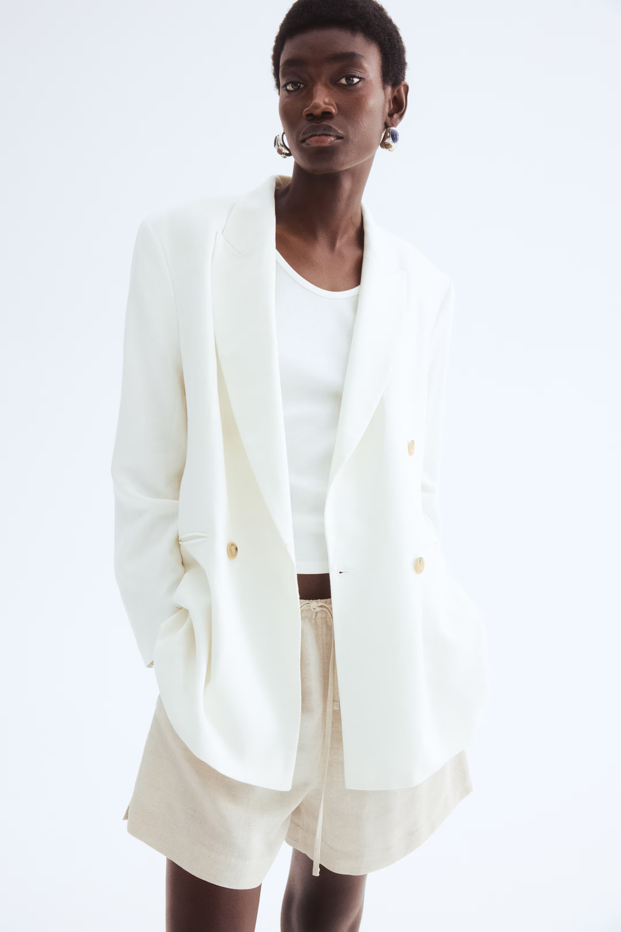 Short van linnenmix met drawstring | H&M (DE, AT, CH, NL, FI)