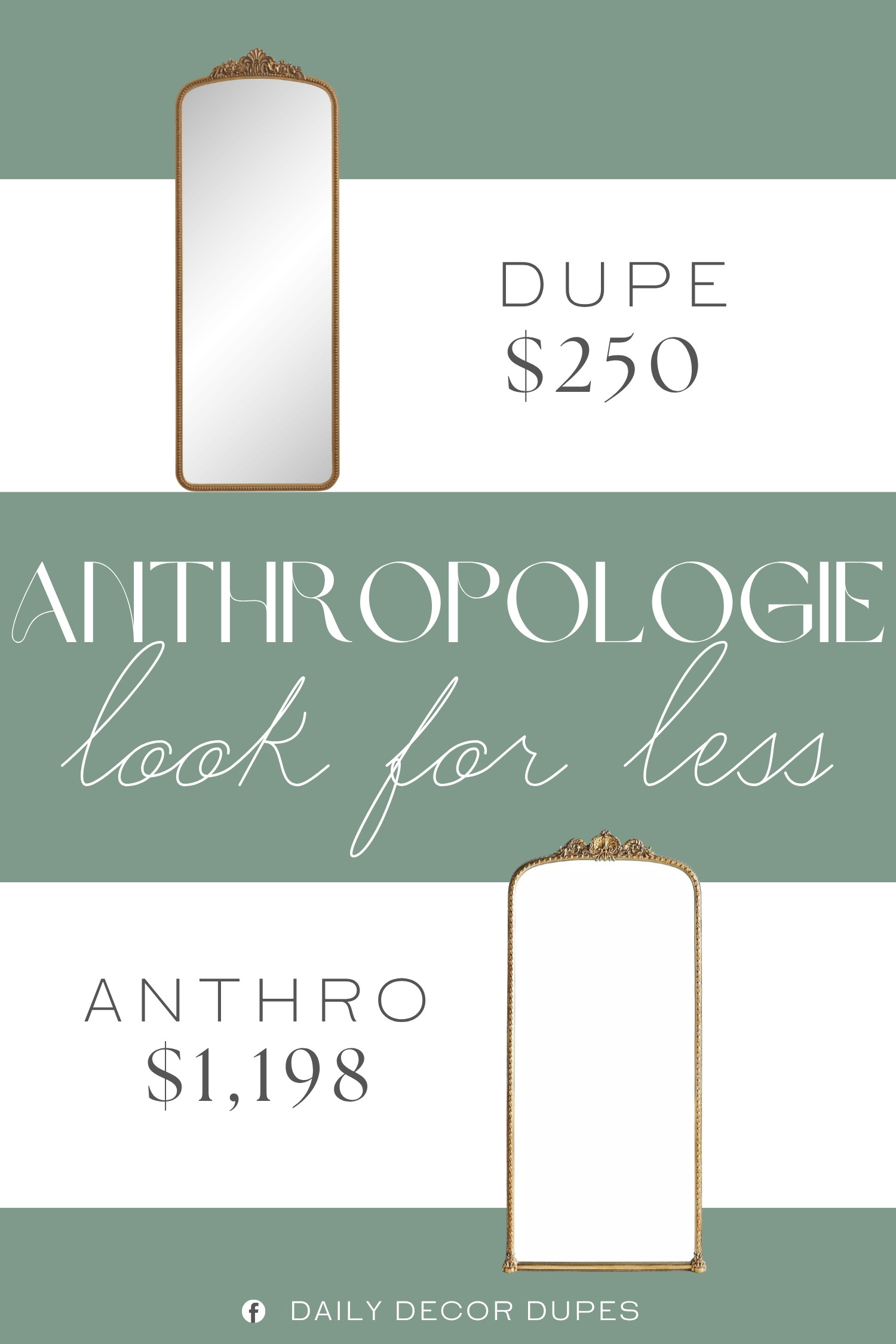 The Anthropologie Gleaming Primrose Floor Mirror features a tall arched silhouette, slender gold-toned frame, and ornate floral detailing that gives it an elegant vintage-inspired look. At around $250, compared with the $1,198 Anthropologie version shown, a similar floor mirror brings a savings of about $948 while adding height, light, and decorative character to the space. Place it in a bedroom, dressing area, entryway, living room, or beside a console to create a polished focal point that works beautifully with romantic, traditional, eclectic, and modern vintage decor. 🪞🤍🏡

Home more affordable option find similar look for less budget friendly affordable cheap cheaper beautiful pretty. Clearance sale coupon code discount code promo code luxury Inspo inspiration inspired by idea ideas Love like these? I share multiple every day in my FB group.
#AnthropologieInspired #GleamingPrimroseMirror #PrimroseMirror #FloorMirror #GoldMirror #ArchedMirror #FullLengthMirror #VintageInspiredDecor #HomeDecorFinds 

 #LTKHome