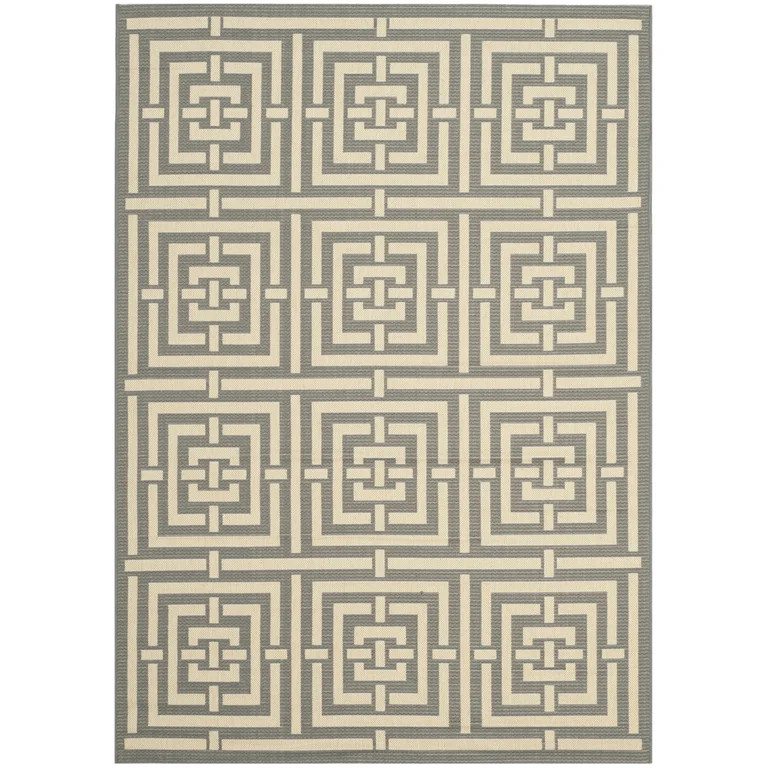 SAFAVIEH Courtyard Ariana Geometric Indoor/Outdoor Area Rug, 4' x 5'7", Grey/Cream | Walmart (US)