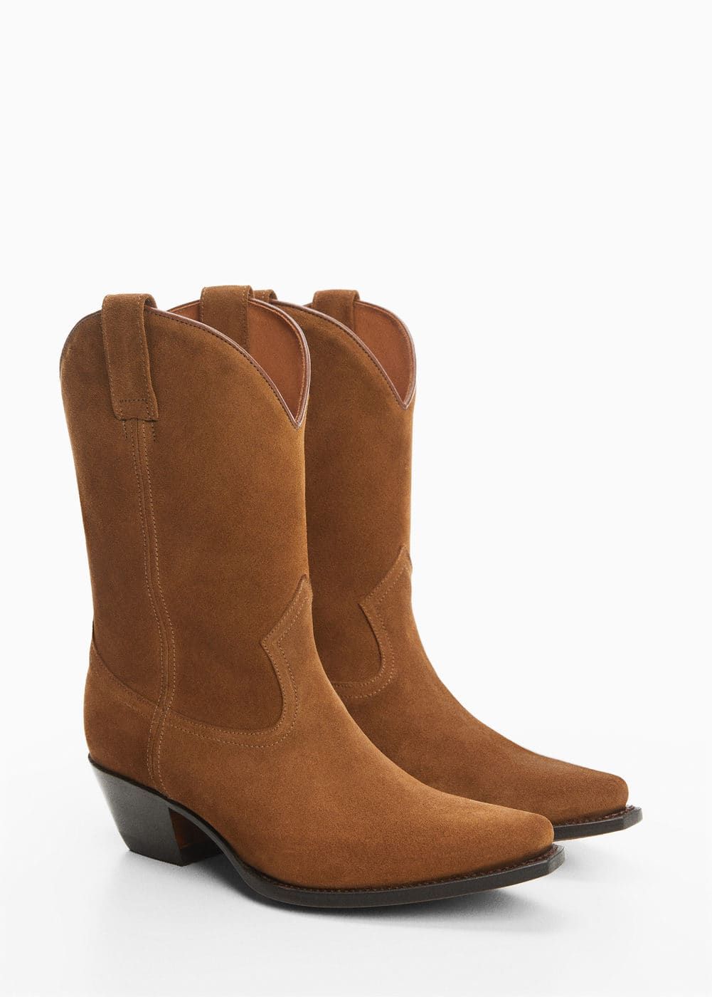 Cowboy split leather ankle boot -  Women | Mango USA | MANGO (US)