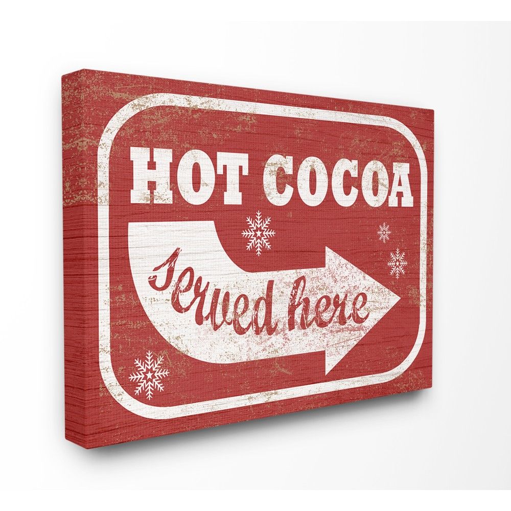 The Stupell Home Decor Collection Holiday Rustic Distressed White and Red Vintage Sign Hot Cocoa ... | Walmart (US)