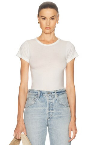 Eterne Fitted Crewneck Short Sleeve Top in Ivory | FWRD 