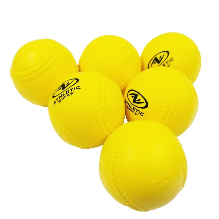 Athletic Works 9 in. Practice Foam Baseballs with Carrying Bag, Yellow, 6 Pack, 1.5 oz | Walmart (US)