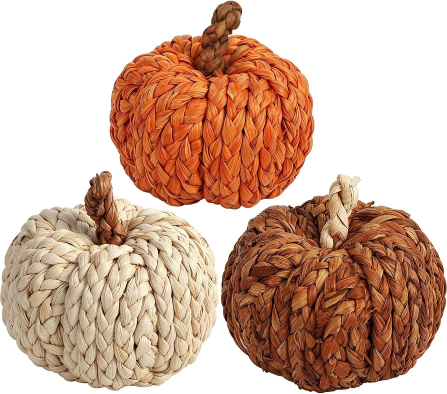 Lulu Home Set of 3 Handwoven Pumpkins Decor | Amazon (US)