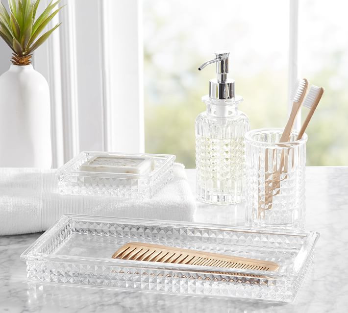 Pressed Glass Bath Accessories | Pottery Barn (US)