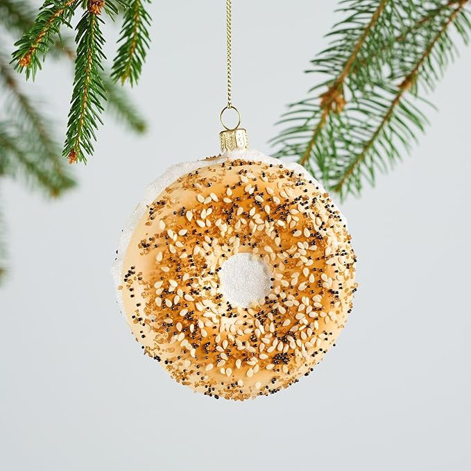 Sur La Table Everything Bagel Hanging Blown Glass Ornament - Painted by Hand Holiday Christmas Tr... | Amazon (US)
