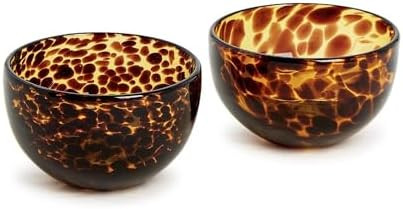 Two's Company Set of 2 Tortoise Print Tidbit Bowl, Glass, 4-inch Diameter, Kitchen Serveware and ... | Amazon (US)