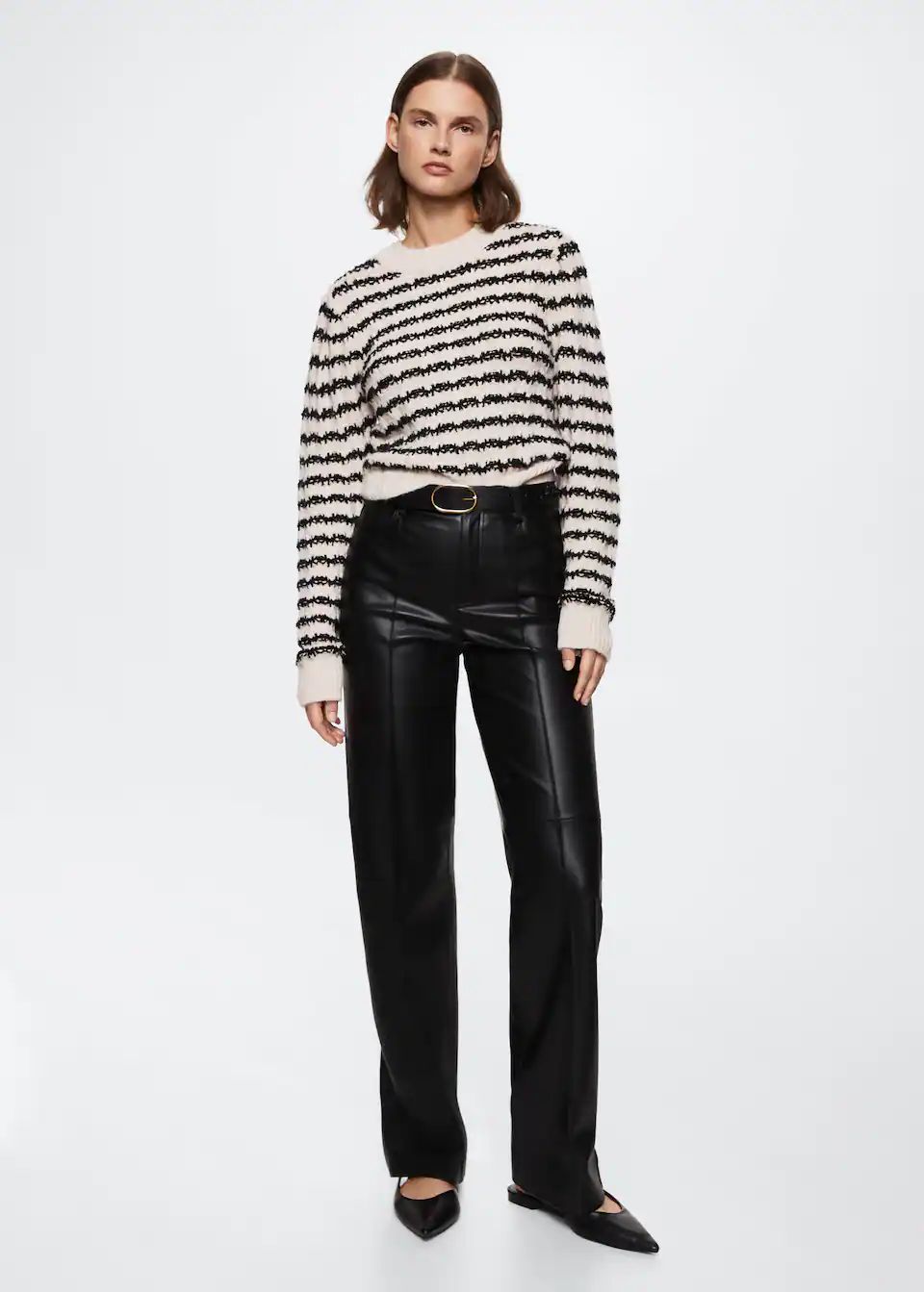 Striped cable-knit sweater -  Women | Mango USA | MANGO (US)