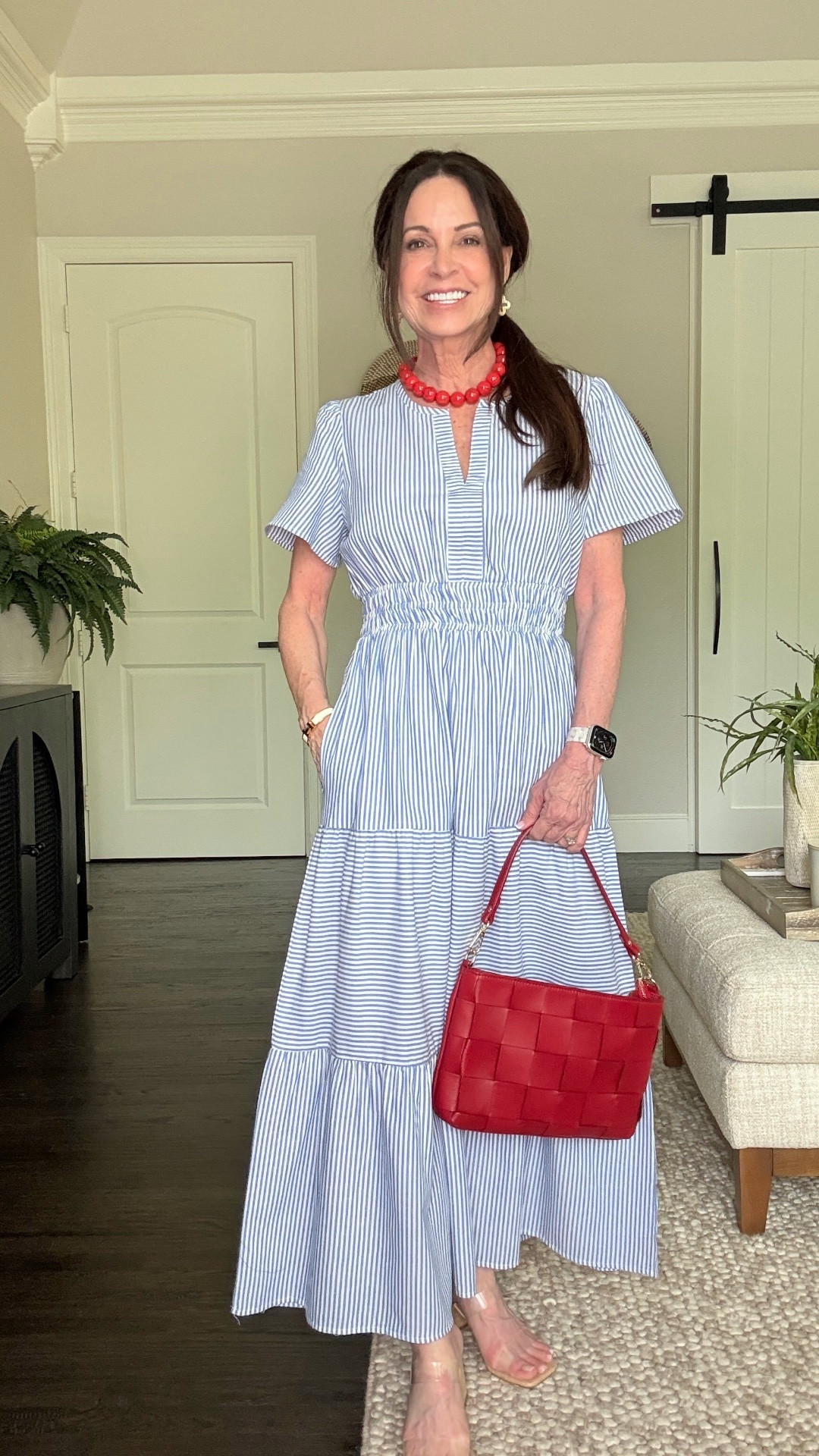 Blue and white striped midi dress. Versatile and classic style. Change the accessories for your mood of the day.

Use PICKEDBYML for 15% off.

I’m 5’1” wearing size 4

#LTKPetite #LTKOver40 #LTKootd