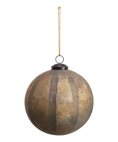 Hello Honey 6'' Distressed Brown Engraved Stripe Ball Ornament | Zulily