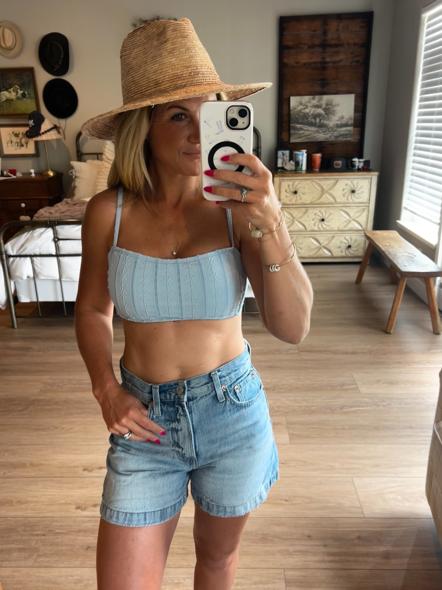 Beach day! Comfortable suit from Target is perfect for being active with the kids and a day in the sun! I wear a size M in both top & bottoms. ⛱️