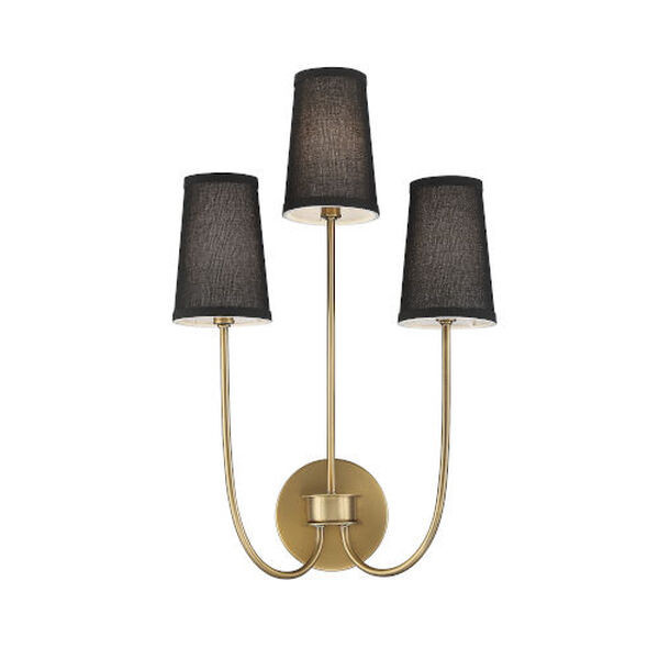 Lowry Natural Brass Three-Light Wall Sconce | Bellacor
