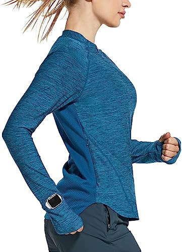 baleaf Women's Quick Dry Shirts Long Sleeve for Running Hiking Workout UPF50+ SPF Lightweight Pullover Blue Size XXL | Amazon (US)