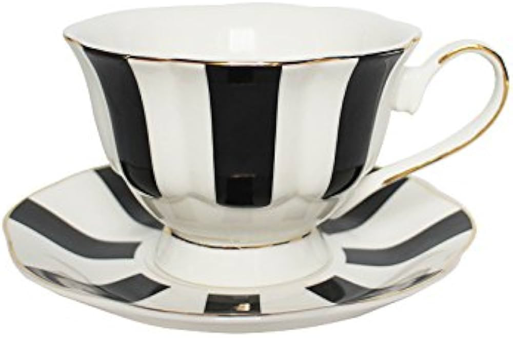 EKUEE Black and White Retro Series European Striped Polka Dot Coffee Cup and Saucer Mug Cake Plat... | Amazon (US)