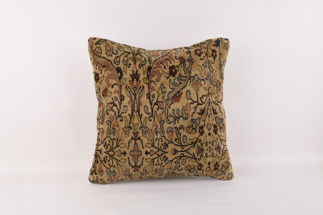 18x18 Turkish Kilim Pillow Cover, Decorative Throw Pillow, Home Decor, Wool Pillow, Livingroom De... | Etsy (US)