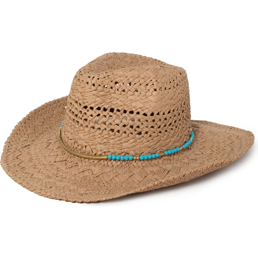 David & Young Beaded Cowboy Hat in Natural at Nordstrom Rack | Nordstrom Rack