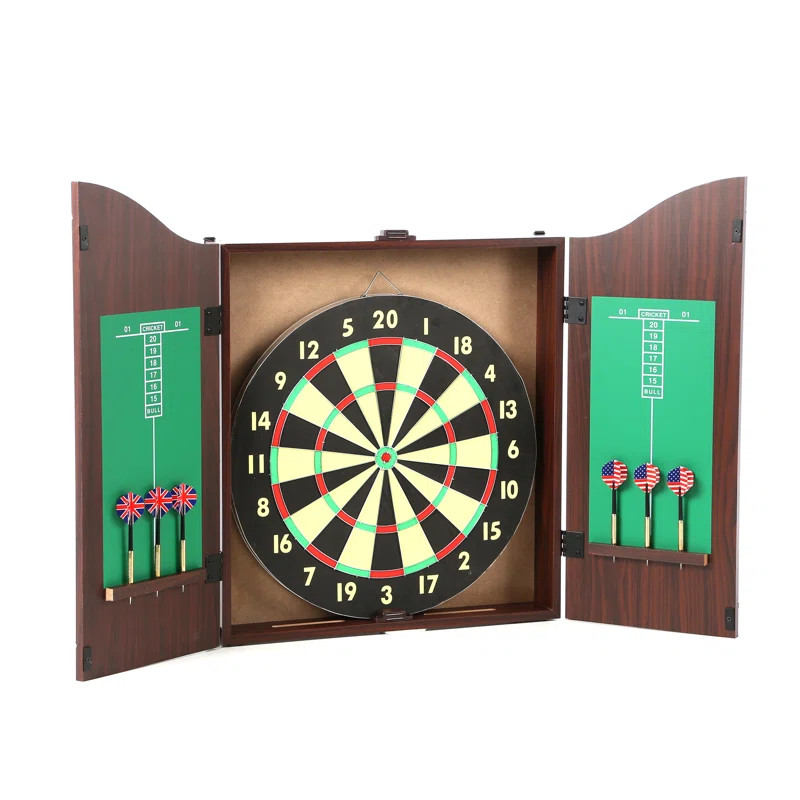 TGT 10 Piece Dartboard Cabinet Set in Realistic Walnut | Wayfair North America