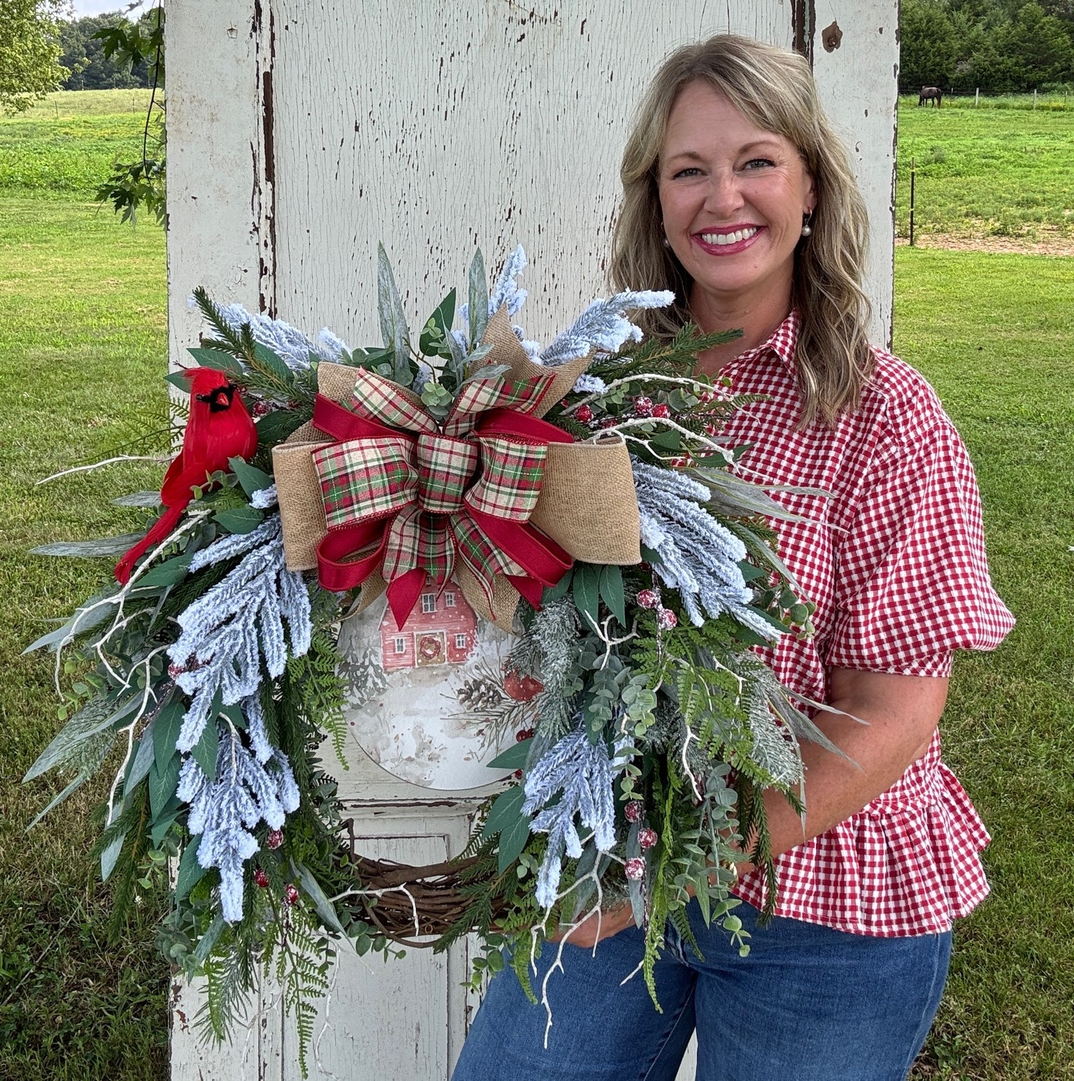 I’m absolutely in love with this Cardinal Christmas wreath featuring snowy greenery, classic holiday plaid, and the sweetest winter farmhouse details. It’s the perfect way to welcome family and friends all season long.

#LTKU #LTKHome #LTKSeasonal