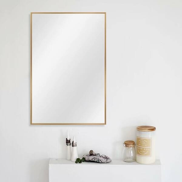 Carbon Loft Rectangular Aluminum Alloy Bathroom Wall Mirror - 36x24 - Gold | Bed Bath & Beyond