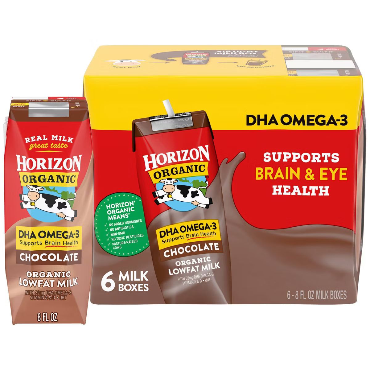 Horizon Organic 1% Chocolate Milk DHA Added - 6pk/8 fl oz Boxes | Target