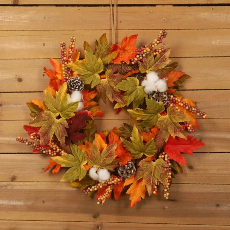 Farmhouse Cotton Berries Wreath, Rustic Simple Decor, Fall Wreaths for Front Door Autumn Harvest ... | Walmart (US)