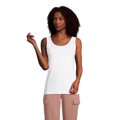 Lands' End Women's Tall Cotton Tank Top - Large Tall - White | Target
