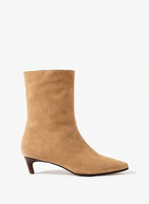 Issy Neutral Suede Kitten Heel Ankle Boots | Mint Velvet