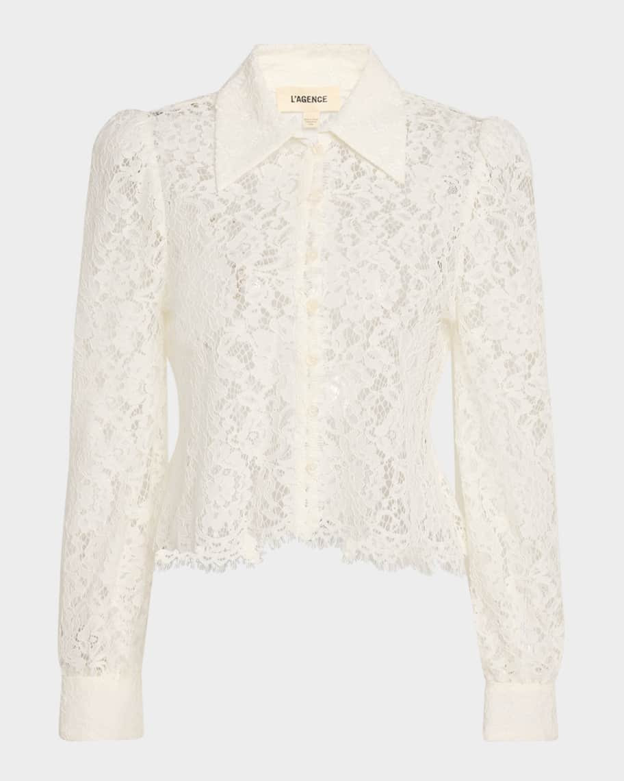 L'Agence Anita Floral Lace Button-Front Blouse | Neiman Marcus