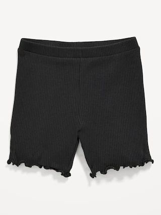 Rib-Knit Lettuce-Edge Biker Shorts for Toddler Girls | Old Navy (US)