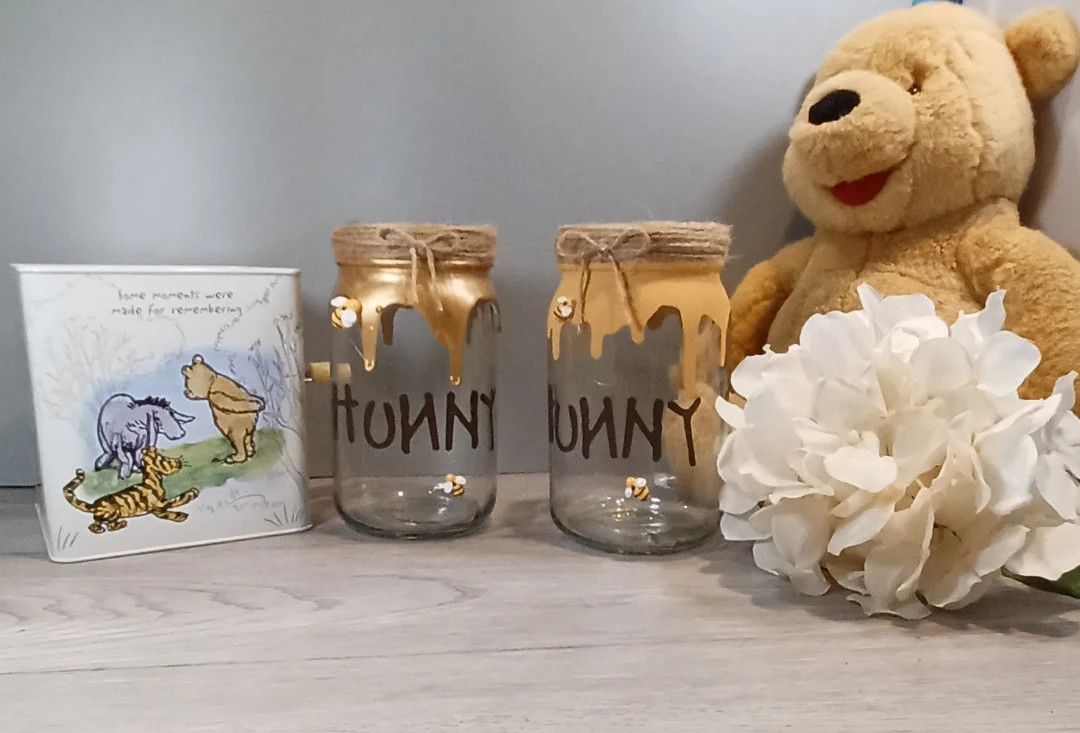 Clear HUNNY Jar Vases, Winnie the Pooh Baby Shower, Gender Reveal, Party Decoration, Table Center... | Etsy (US)