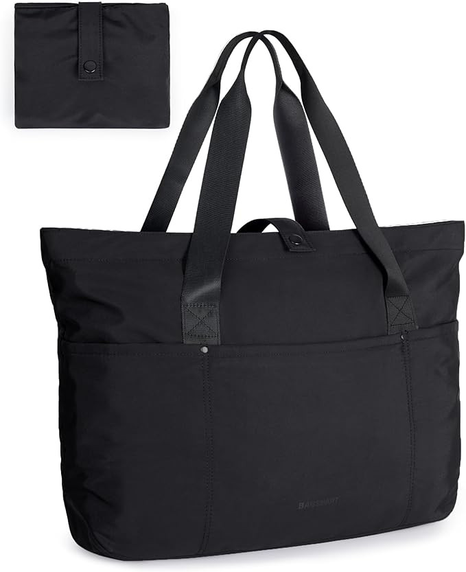 BAGSMART Tote Bag for Women, Foldable Tote Bag With Zipper Travel Large Shoulder Bag Handbag for ... | Amazon (US)