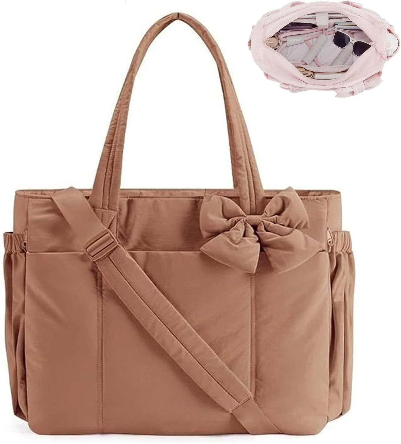 Lightweight Crush Bow Tote Bag for Women, Handbags For Women, Stylish for Commuting, Beach, Trave... | Walmart (US)