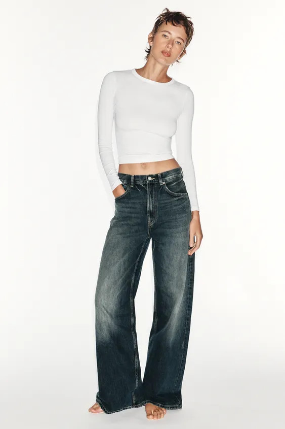 Model height: 179 cmHIGH-WAIST - EXTRA WIDE-LEGHigh-waist five-pocket jeans. Extra-long wide legs... | Zara IT