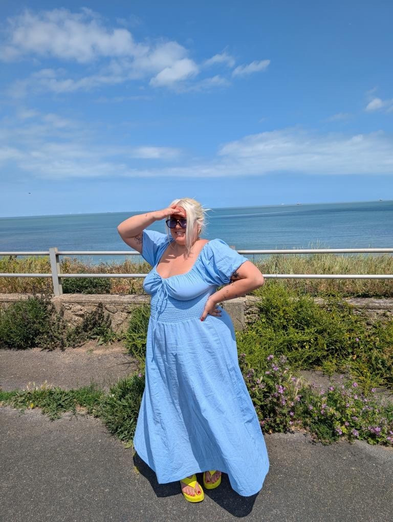 The perfect baby blue tie up lightweight summer dress 

Esmee curve asos simply be rixo damson madder Anthropologie seaside holiday weekend 

#LTKplussize #LTKsummer #LTKcurves