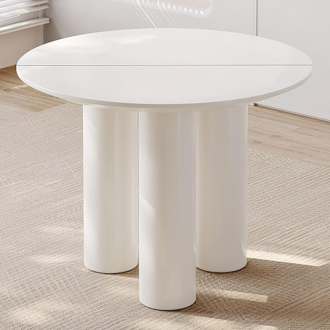 Guyii 39.37" Cream White Dining Table, Modern Round Kitchen Table, Small Indoor End Table for Kit... | Amazon (US)