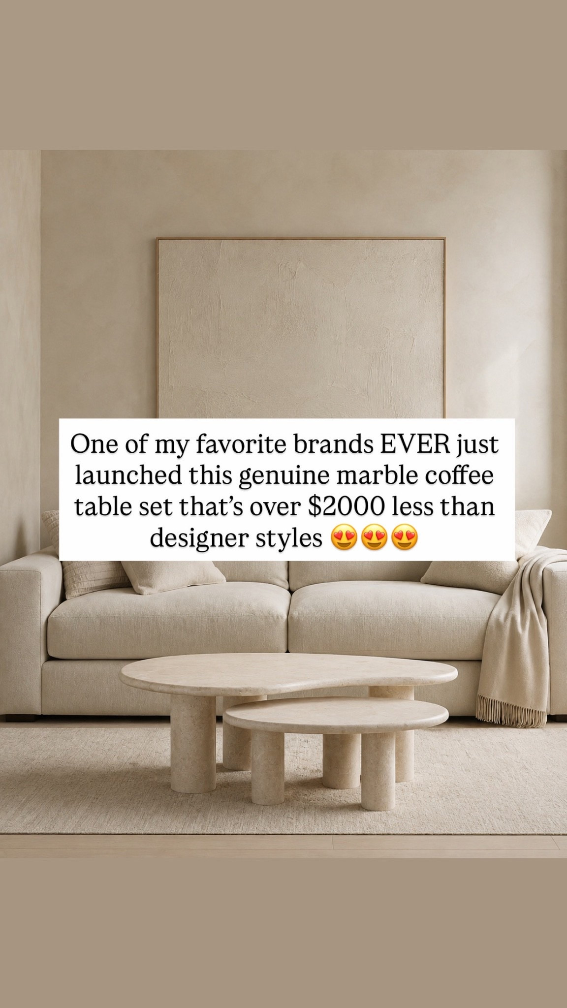 One of my favorite brands EVER just launched this genuine marble coffee table set that’s over $2000 less than designer styles 😍😍😍