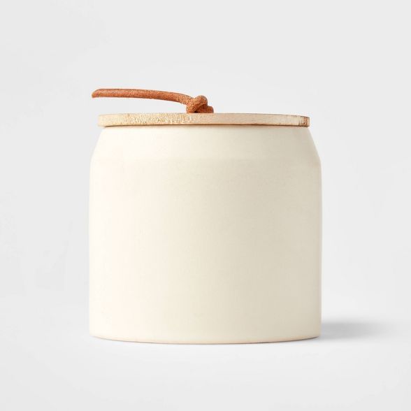 12oz Lidded Ceramic Wooden Wick Vanilla Pumpkin Candle - Threshold™ | Target